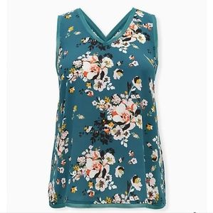 Torrid teal floral raw edge tank